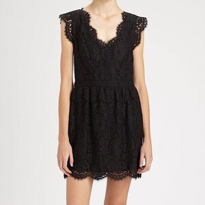 JOIE Black Lace Mini Dress with Ruffles SZ 2